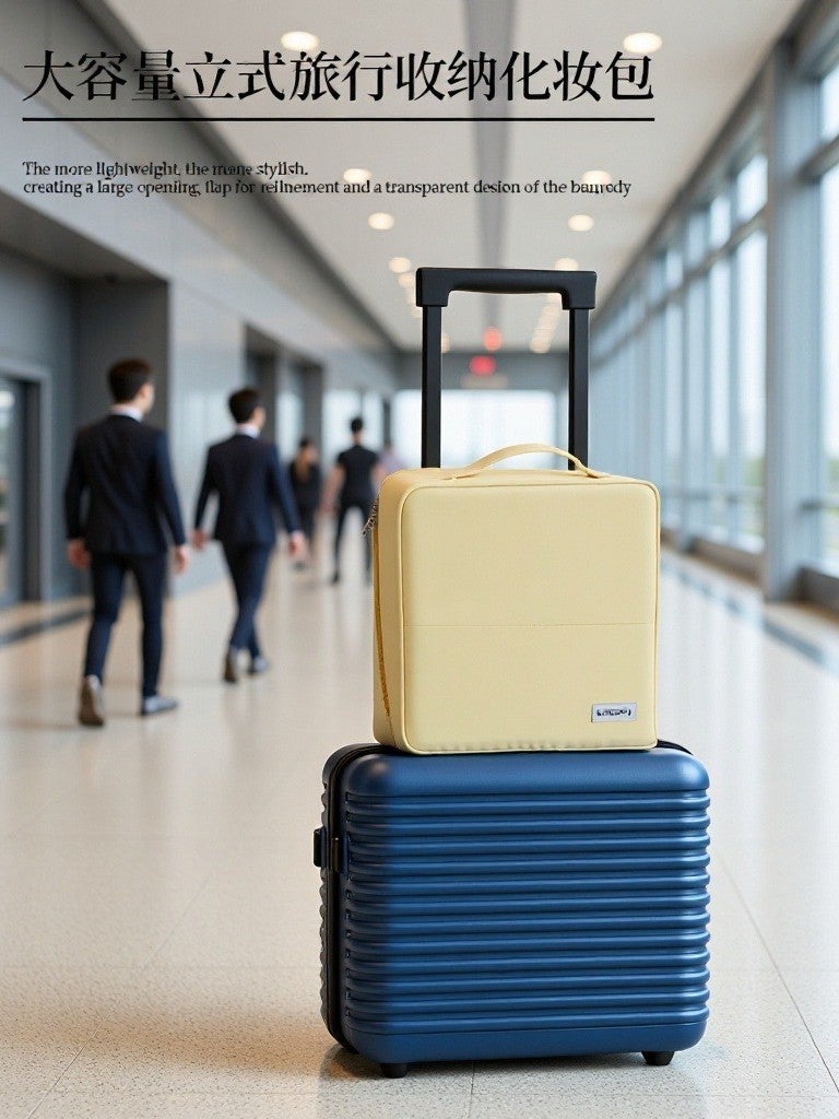 New Style Cosmetic Bag With Large Capacity, Plaid Pattern, Ultra-Light, Wear-Resistant, Can Stand Upright And Can Be Hung On Luggage For Storage - Image 2